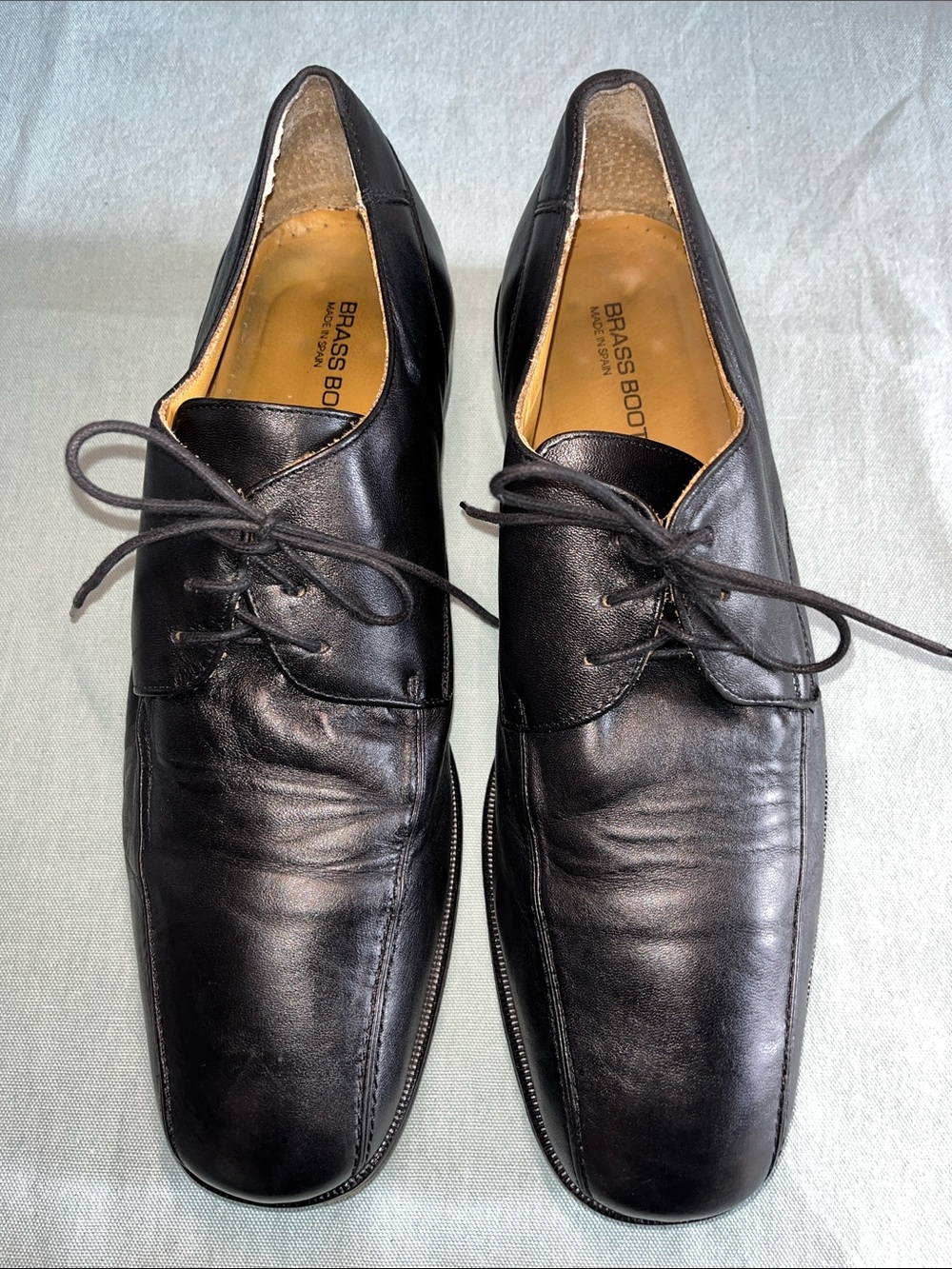 Brass Boot vintage Black Leather Lace-Up Derby Shoes